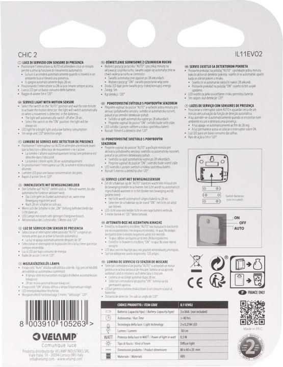 Actual product image Velamp IL 11 EV 02 LED luminaire with motion detector