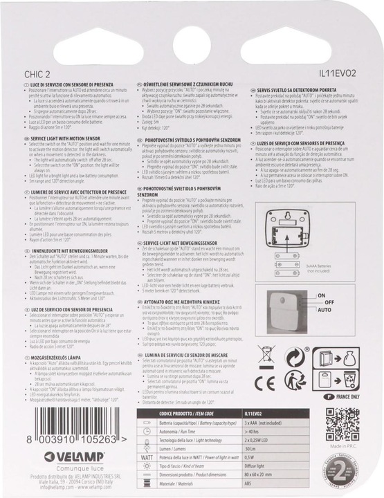 Actual product image Velamp IL 11 EV 02 LED luminaire with motion detector