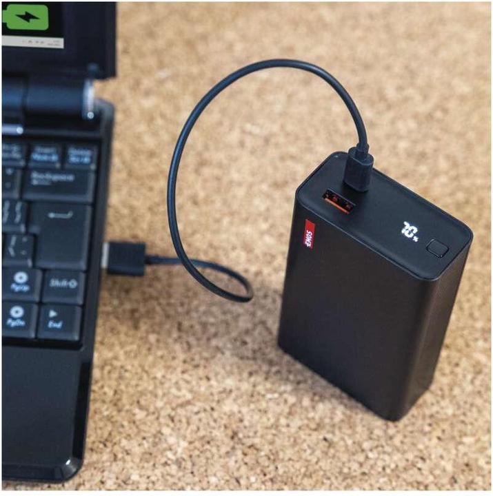 Actual product image Emos Powerbank NTBF20, 20 000 mAh, 65 W PD, schwarz (20000 mAh, 65 W, 74 Wh)