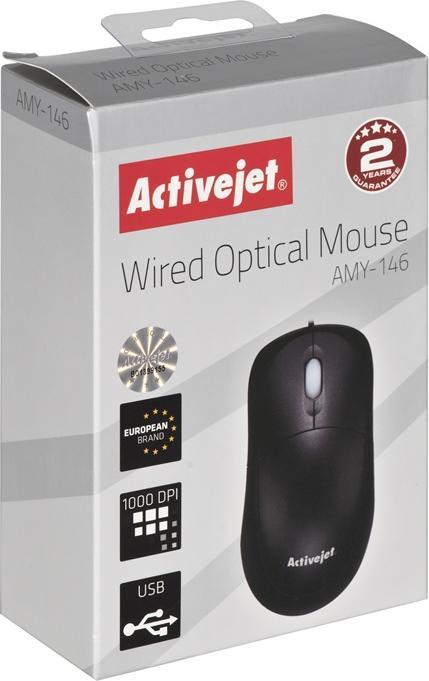 Produktbild Activejet AMY-146 Maus Beidhändig USB Typ-A Optisch 1000 DPI (Kabelgebunden)