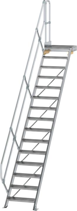 Produktbild Munk Treppe mit Plattform 45° Stufenbreite 600 mm 15 Stufen Aluminium geriffelt (Gerüst, 60 cm)