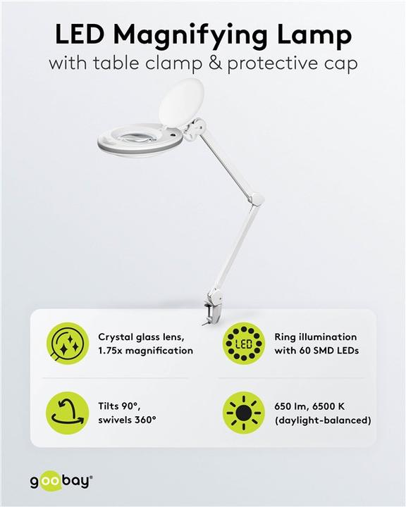 Produktbild Goobay LED-Klemm-Lupenleuchte, 8 W (650 lm)