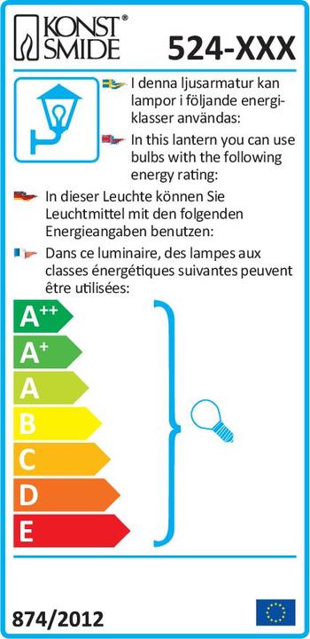 Energie-Label Konstsmide Aussenstandleuchte Energiesparlampe, LED (E27, IP44)