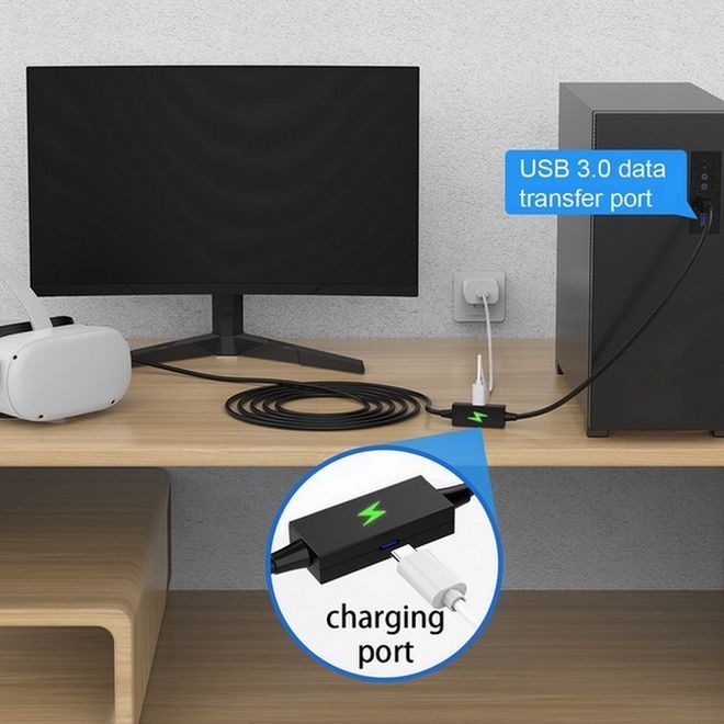 Immagine prodotto AMVR Meta Quest 3 / 3S VR Link Kabel mit USB Typ-C Ladeanschluss