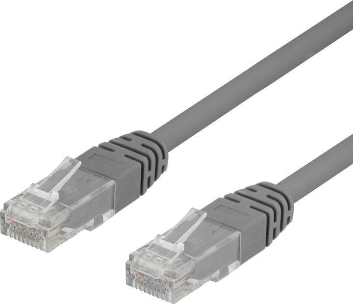 Actual product image Deltaco patch cable - 30 cm - grey (U/UTP, CAT6, 0.30 m)