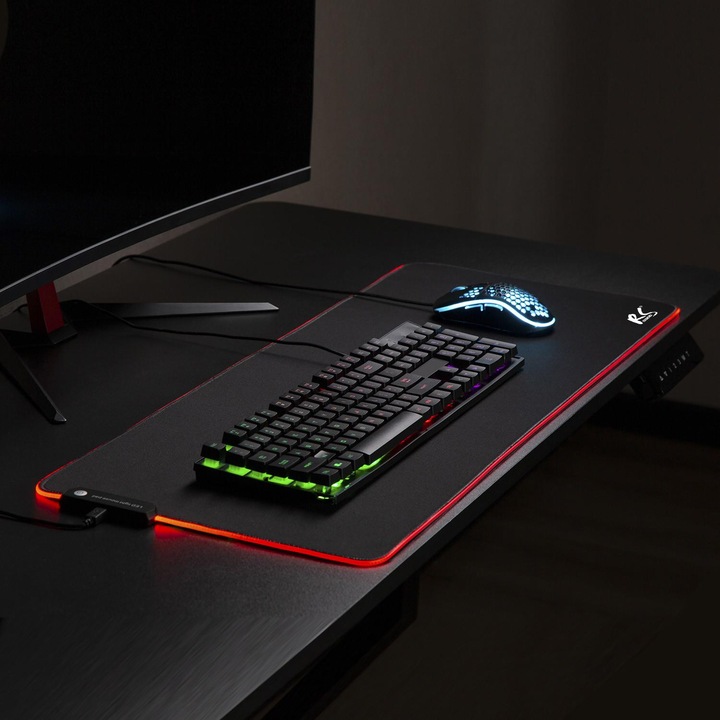 Immagine prodotto NanoRS RS705 XXL Tappetino per mouse e tastiera da gioco 80x30 cm Retroilluminazione LED RGB Antiscivolo (XXL)
