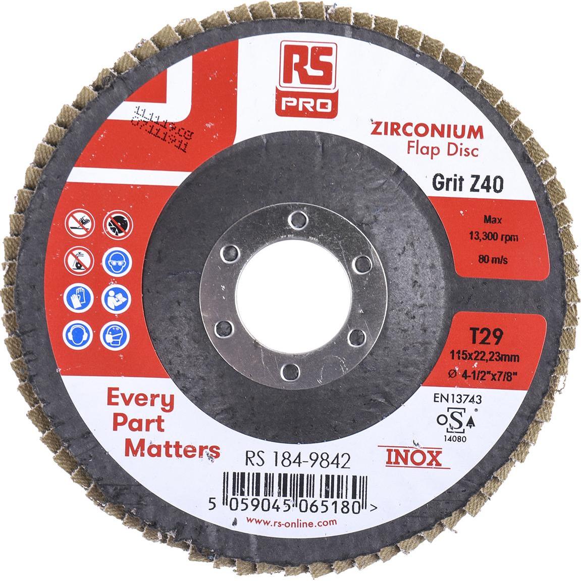 Rs Pro, Schleifmittel, Zirkoniumdioxid Lamellenscheibe Ø 115mm, Korngrösse P40 (P40)