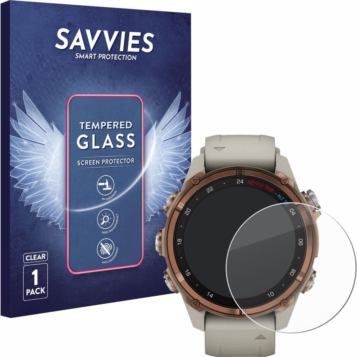 Savvies Panzerglas Schutzglas Displayschutz, Smartwatch Schutzfolie, Transparent