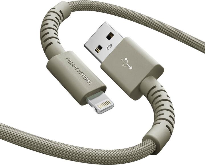 Actual product image Fresh'N Rebel Fresh 'n Rebel USB-A zu Lightning silicone geflochtenes Kabel "FlexWave" 2m, Dried Green (2 m, 12 W)