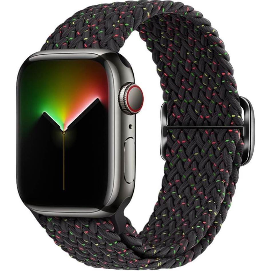 Cover-Discount Apple Watch 44/45/46/49mm - Nylon Stoff Ersatzarmband geflochten (Nylon), Uhrenarmband, Schwarz
