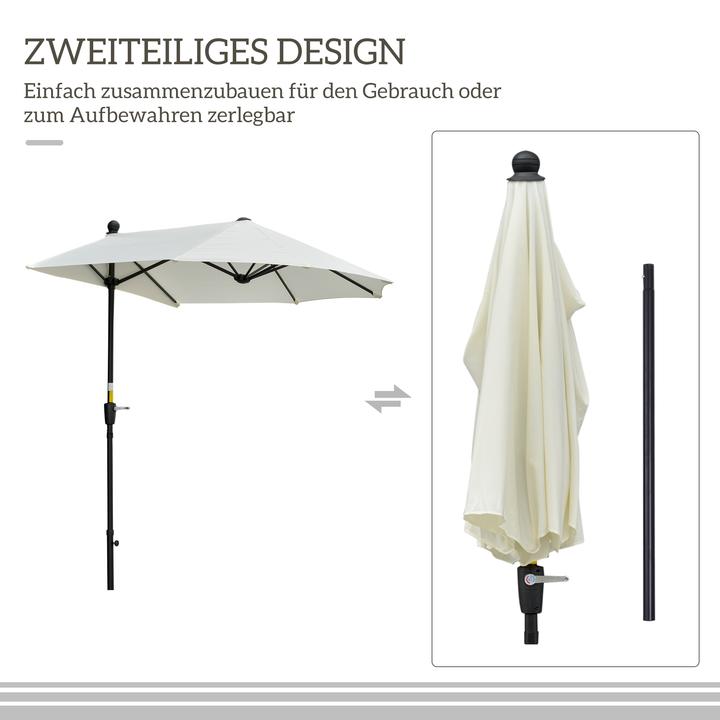 Image du produit Outsunny Halbschirm Stahl, Polyesterstoff Cremeweiss (2 m)
