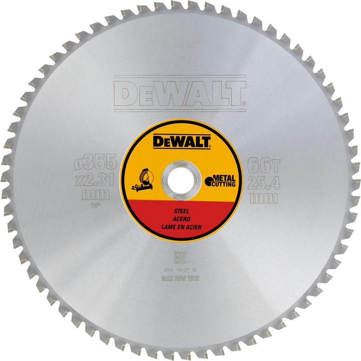 Actual product image DeWalt Metal Circular Saw Blade 355/25.4 66TFZ +1.5°