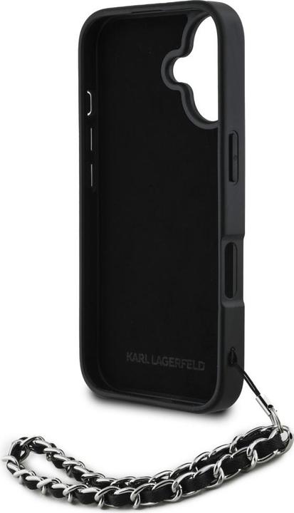 Produktbild Karl Lagerfeld Case Saffiano Crystals w/Chain for iPhone 16 black (Apple iPhone 16)