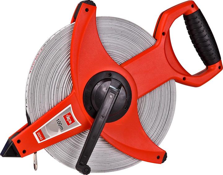 Immagine prodotto Dema Fiberglas - Messband Massband Rollmeter 100 m orange signalfarben mit Kurbel