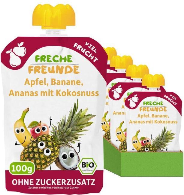 Immagine prodotto Freche Freunde Buste da spremere di mela, banana, ananas e cocco 6x 100 g (600 g)