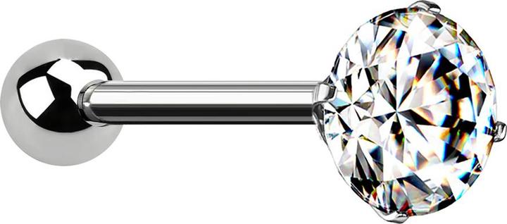 Actual product image Star Piercing Micro Threadless Barbell silver with ball and crystal set in silver (without brass, Titanium G23)