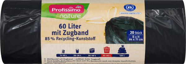 Actual product image dm Profissimo nature garbage bag 60L with drawstring 80% recycled material (60 l)