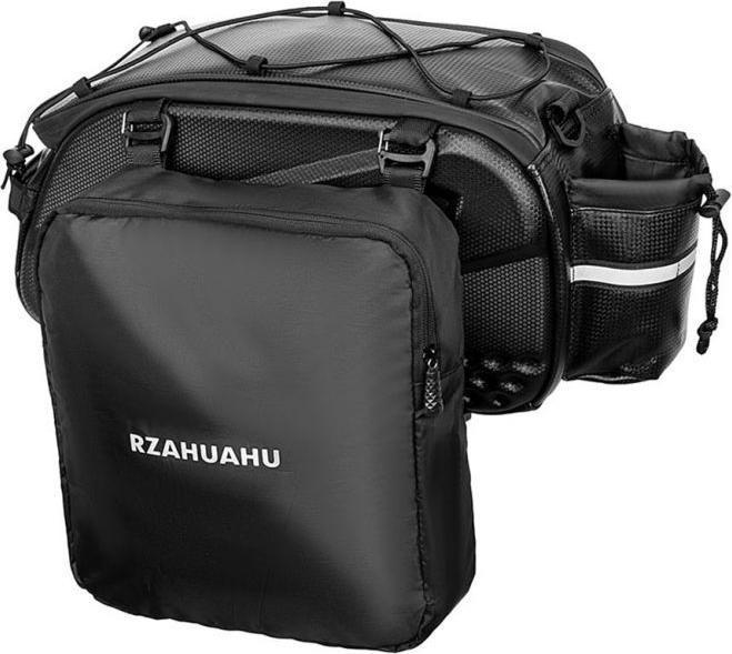 Actual product image Hurtel WYA36Y7S Bike Pannier Bag with Long Strap and Expandable Side Pockets - Black (10 l, Frame bag)