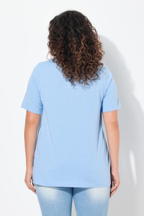 Immagine prodotto Ulla Popken T-shirt dal taglio svasato con ricami, scollo a V e mezze maniche (62)