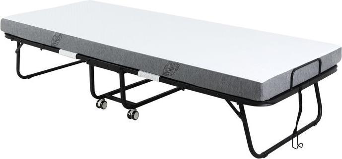 Swisshandel24 Gästebett Klappbett mit Rollen Stahl+Schaumstoff Weiss+Schwarz 200 x 75 x 42,5 cm (75 x 200 cm)