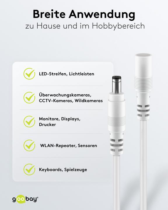 Actual product image Goobay DC-Verlängerungskabel, 3 m, weiss (3 m)