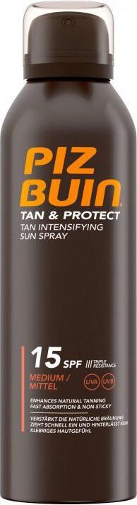 Actual product image Piz Buin TAN & PROTECT Tan Intensifying Sun Spray SPF 15 - Protective spray for intense tanning - (Sun spray, SPF 15, 150 ml)