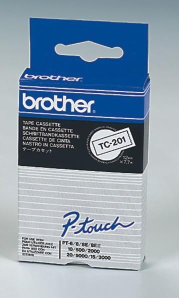 Actual product image Brother TC 201A Laminated tape (1.20 cm, Black, White)