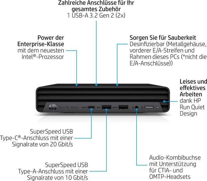 Productafbeelding HP ELITE MINI 800 G9 CI9-14900T (1000 GB, 64 GB, Intel Core i9-14900T)