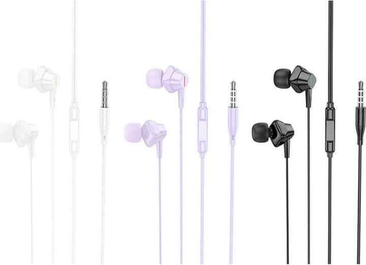 Actual product image Hoco Wired headphones M113 Clear universal digital earphones with microphone iP White (Cable)