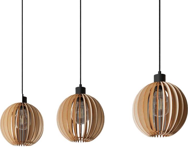 Actual product image Envostar Clay 3 pendant light Black/Wood (E27)