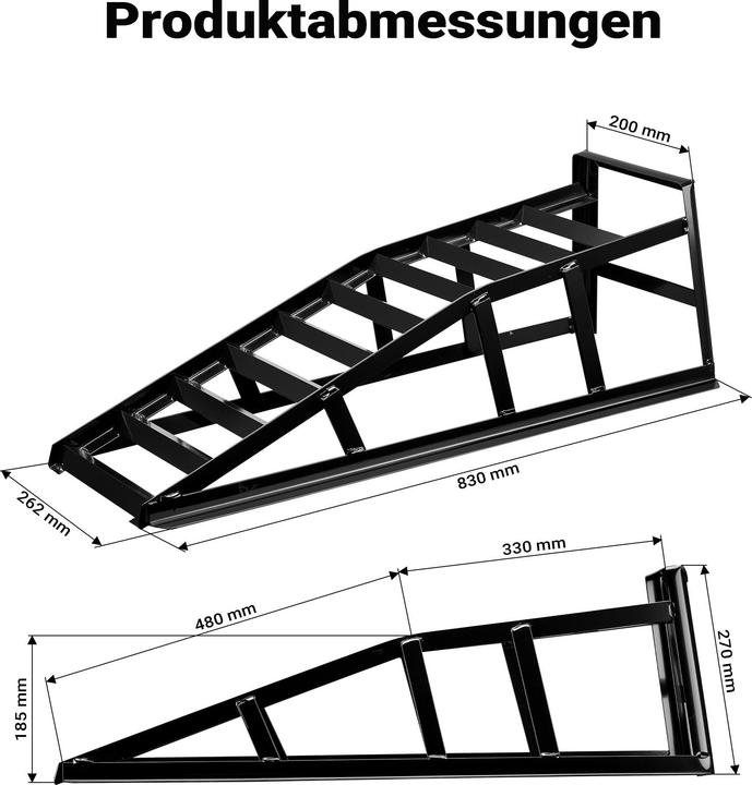 Produktbild Wiltec 2x Auffahrrampe 2t pro Paar 835mm Auffahrschiene Verladerampe Stahl