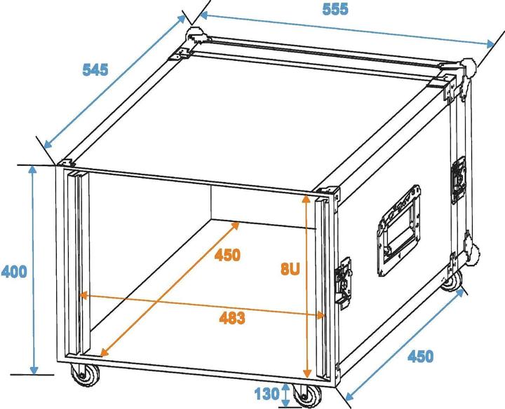 Produktbild Roadinger Rack Profi 8HE Rollen (Universal)