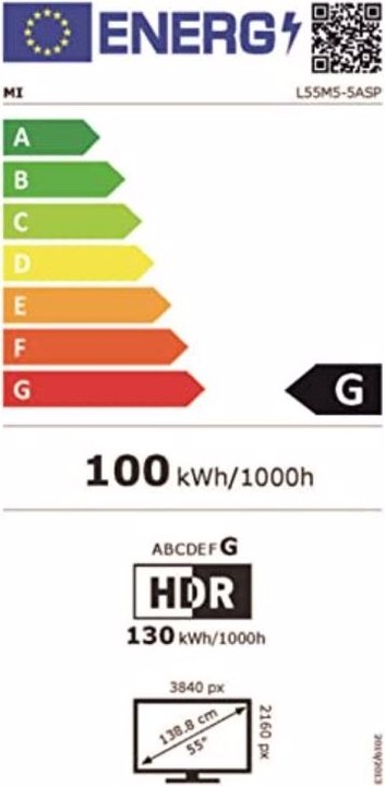 Energy Label Xiaomi L55M5-5ASP (55", LCD, 4K)