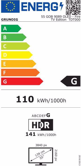 Energie-Label Grundig 55GOB9089 (55", OLED, UHD, 2019)