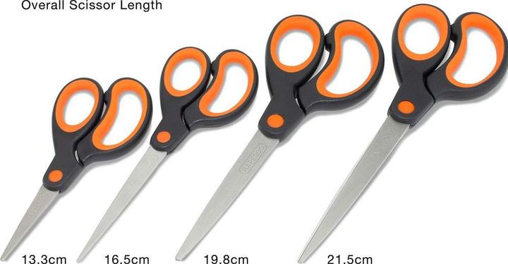 Produktbild Rapesco Soft Grip Scheren RA-1577 (orange), Paket à 4 Stück (21.50 cm)