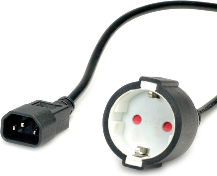 Value Netsnoer, C14-stekker naar aardecontactdoos, zwart, 0,3 m (0.30 m)