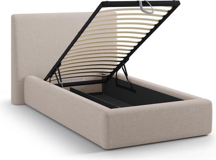 Actual product image Micadoni Storage Bed With Headboard, "Amy", Cappuccino, 220x130x95 Made in Europe (90 x 200 cm)