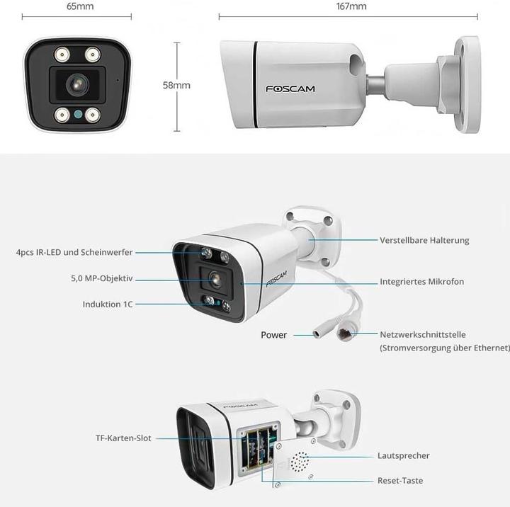Immagine prodotto Foscam Telecamera di sorveglianza IP LAN V8EP (nera) 3840 x 2160 Pixel (3840 x 2160 pixel)