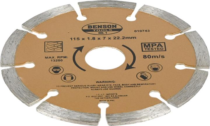 Image du produit Benson Disque diamant 115 mm segmenté
