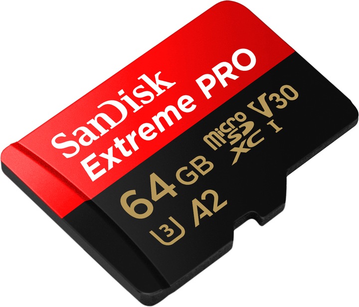 Actual product image SanDisk Extreme PRO UHS-I V30 (64 GB, microSDXC, U3, UHS-I)