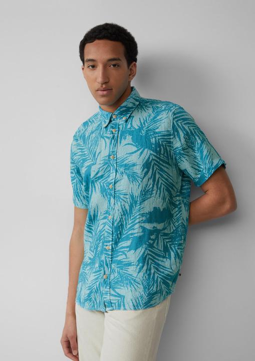 Produktbild S.Oliver Hemd Regular Fit: Gemustertes Kurzarmhemd aus Leinen (M)