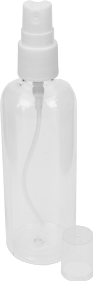 Sprühflasche, leer, Kunststoff weisser Sprühkopf für 100 ml Höhe 15 cm, Ø 3,8 cm (0.10 l)