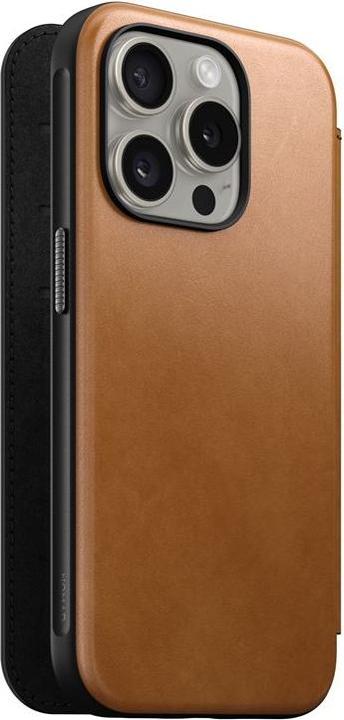 Actual product image Nomad Book Cover Modern Leather Folio iPhone 15 Pro Beige (Apple iPhone 15 Pro)