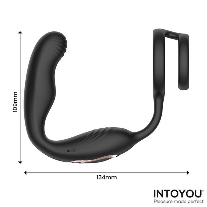 Produktbild IntoYou Bruce – Prostatamassagegerät 360° mit doppelter Penisring-Vibration – Schwarz