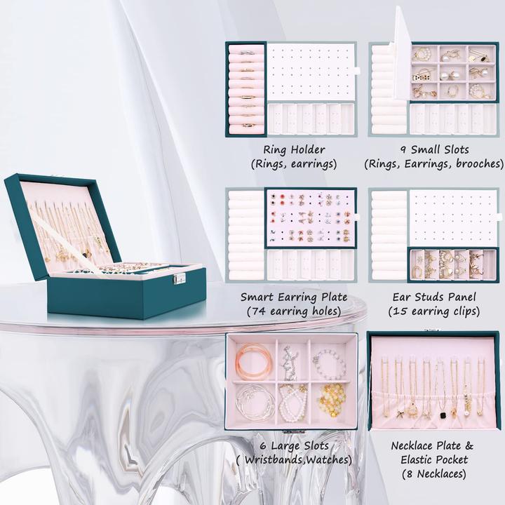 Produktbild Only-Bags.Store Schmuckkästchen 2 Schichten Pu-Leder-Schmuck Aufbewahrung Portable abschliessbare