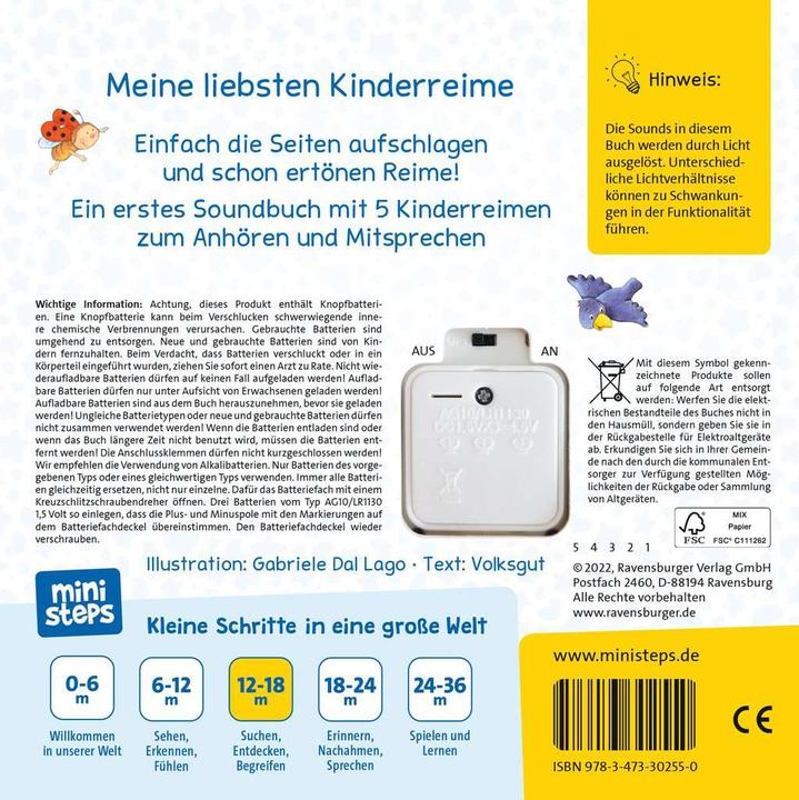 Image du produit Ravensburger Ri-ra-glisse! Premières comptines 12+m (Allemand)