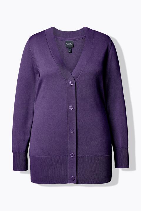 Produktbild Ulla Popken Strickjacke, V-Ausschnitt, Knopfleiste, Feinstrick