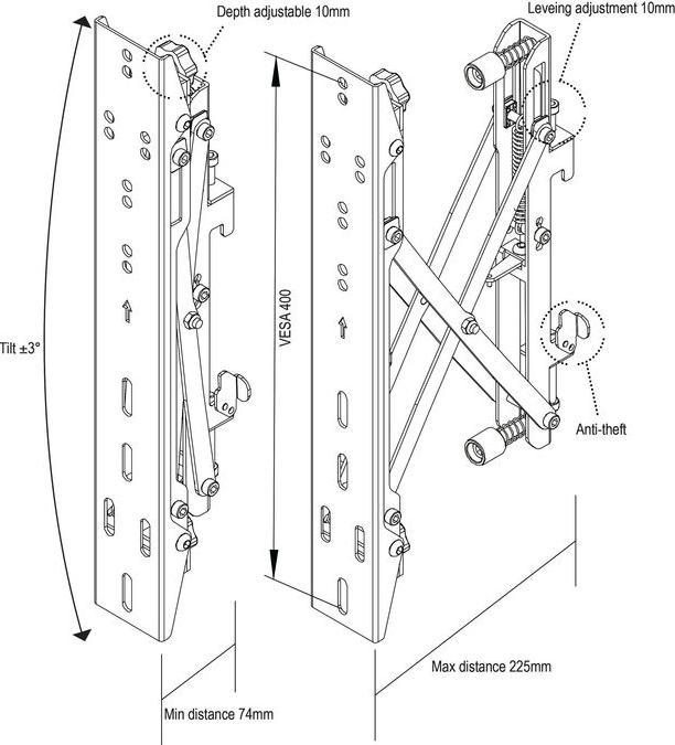 Image du produit Multibrackets Par accessoires 4726 (Mur, 125 kg, 40" - 65")