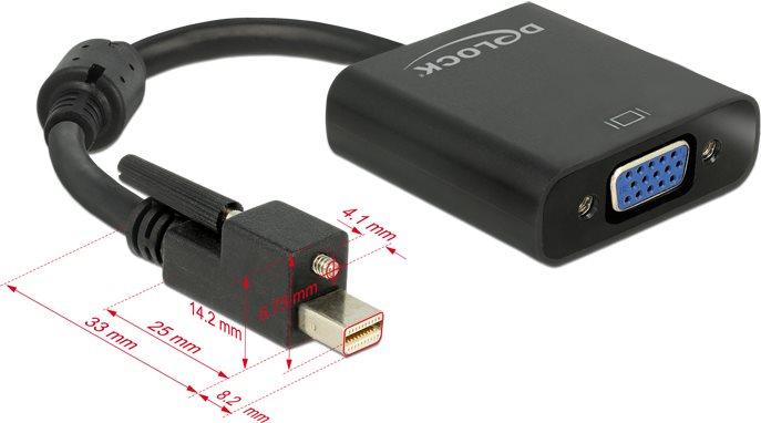 Produktbild Delock Mini-DisplayPort zu VGA Adapter, schwarz (VGA, 25 cm)