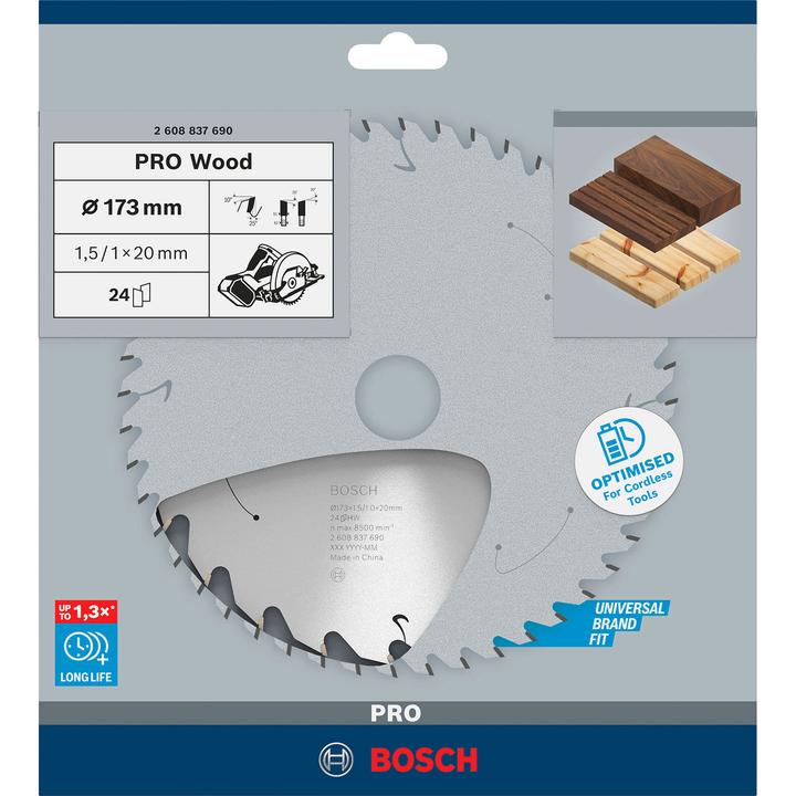 Actual product image Bosch Professional Zubehör PRO Wood cordless circular saw blade, 173 x 1.5 x 20 mm